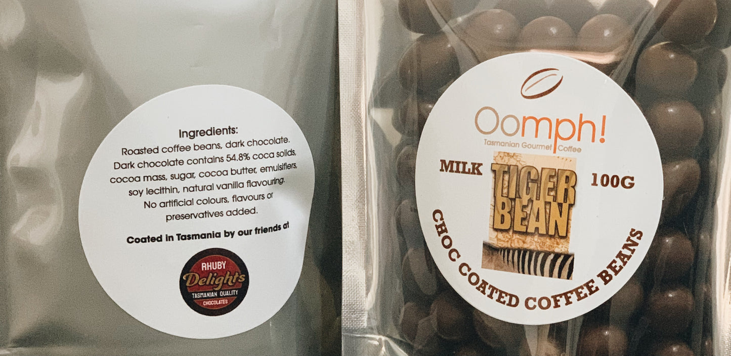 Chocolate coated coffee beans
